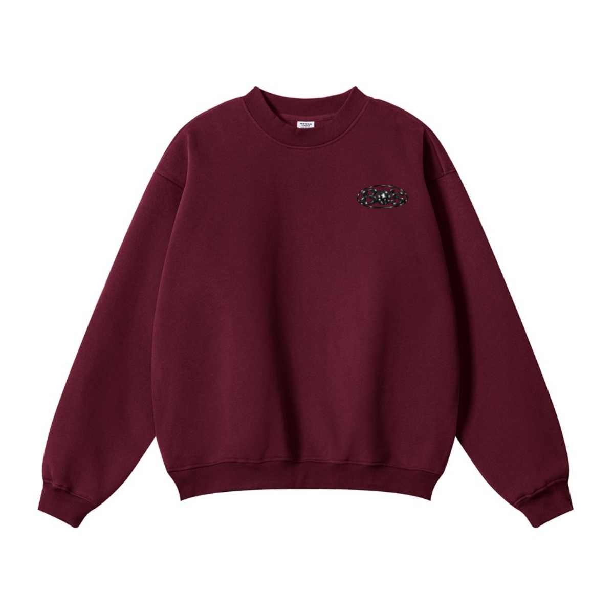 345GSM Men's Solid Color Crewneck Sweatshirt Deep Red