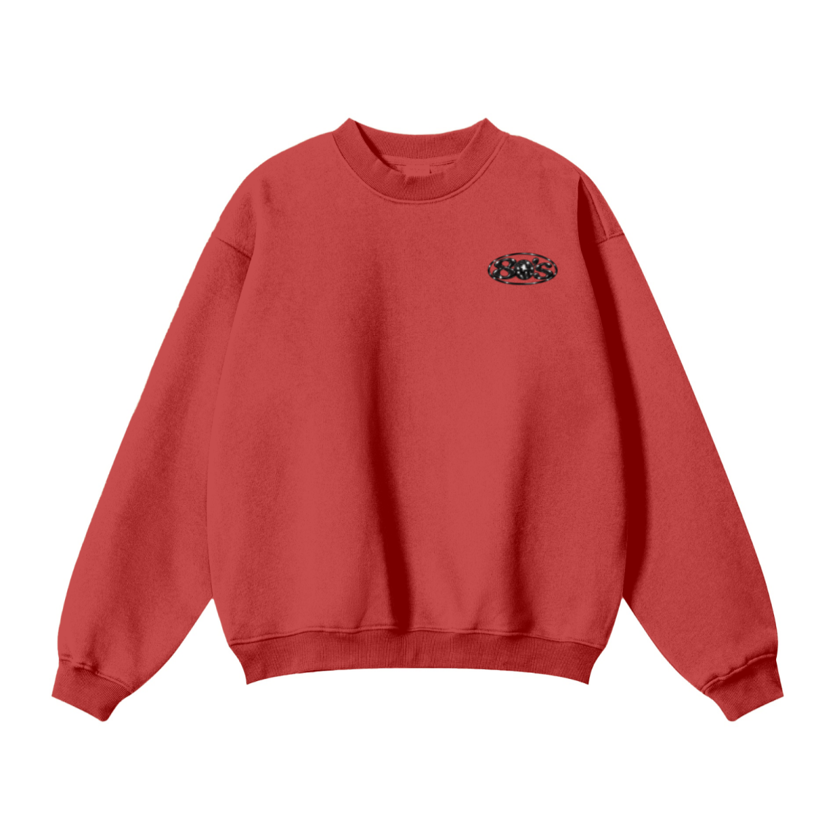 345GSM Men's Solid Color Crewneck Sweatshirt Red
