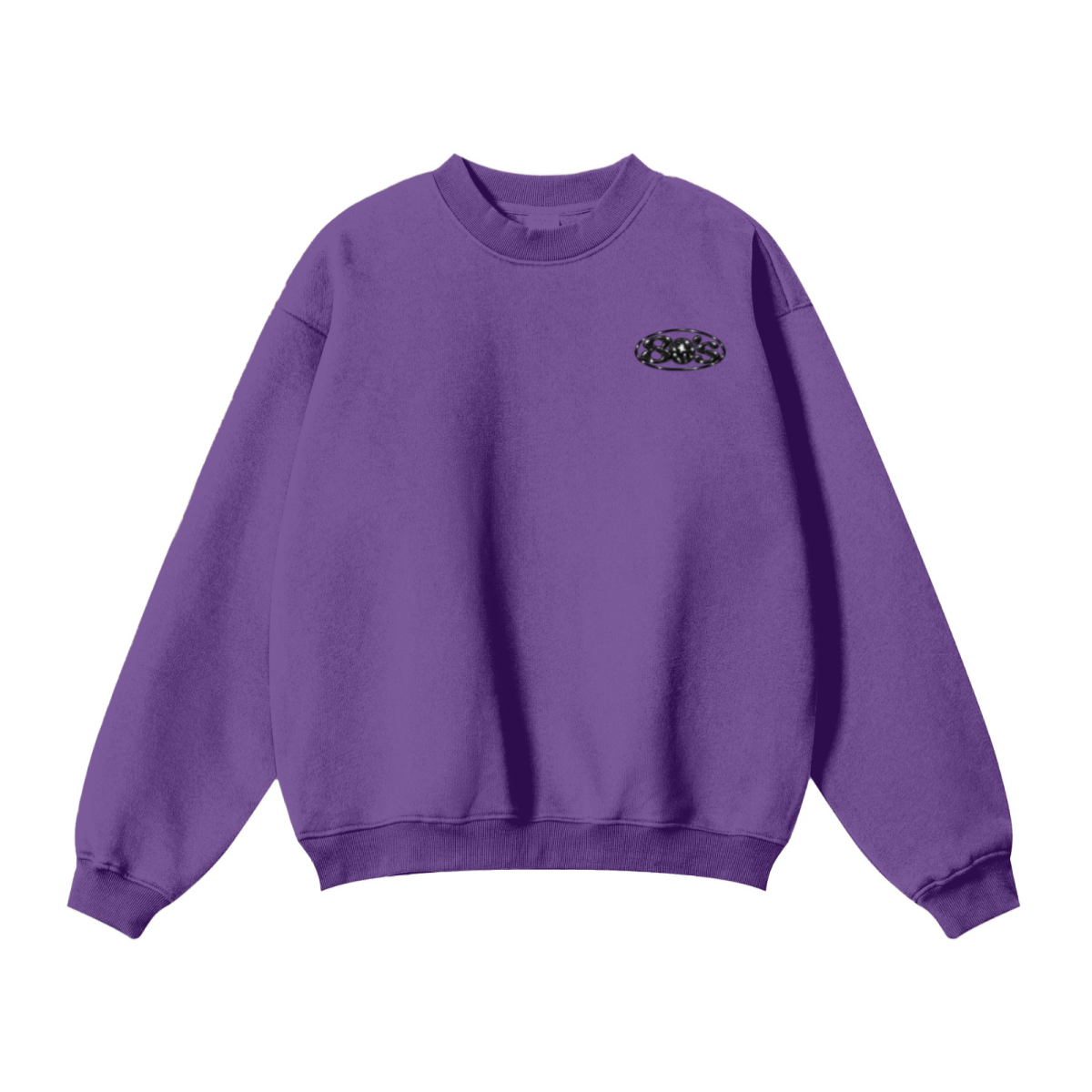 345GSM Men's Solid Color Crewneck Sweatshirt Purple