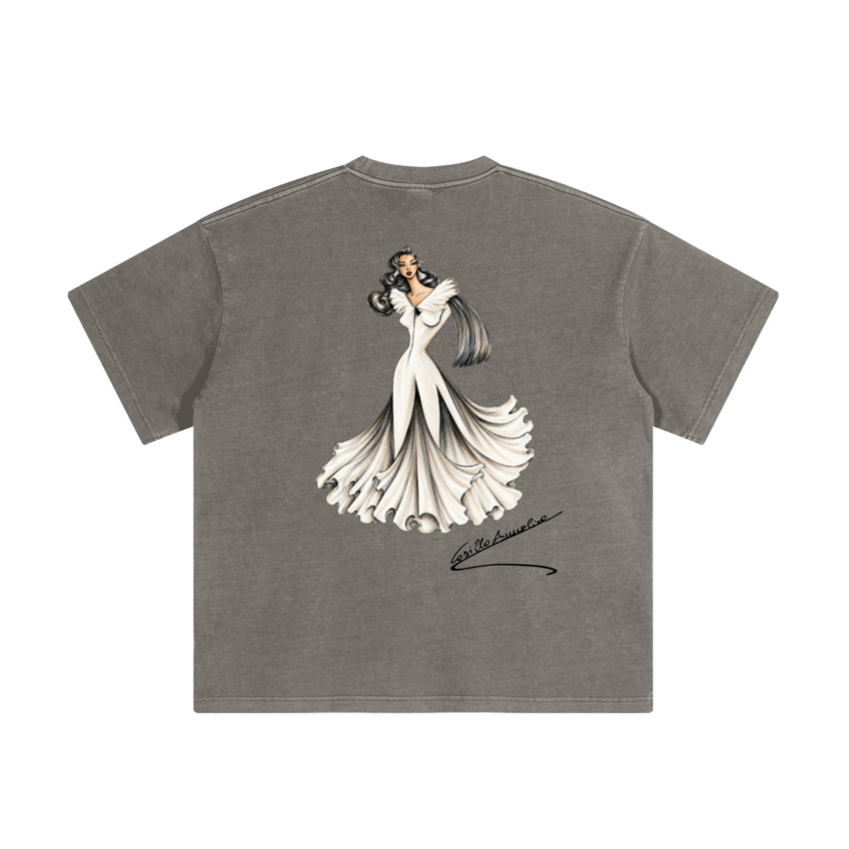 220GSM Unisex Distressed Snow-Wash Oversize Crew Neck T-shirt Light Grey