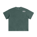 220GSM Unisex Distressed Snow-Wash Oversize Crew Neck T-shirt Vintage Green