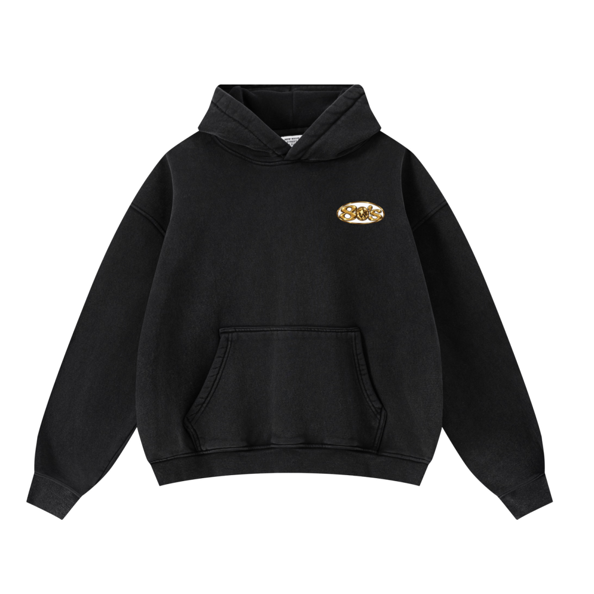 400GSM Unisex Washed Heavyweight Boxy-Fit Hoodie Vintage Black