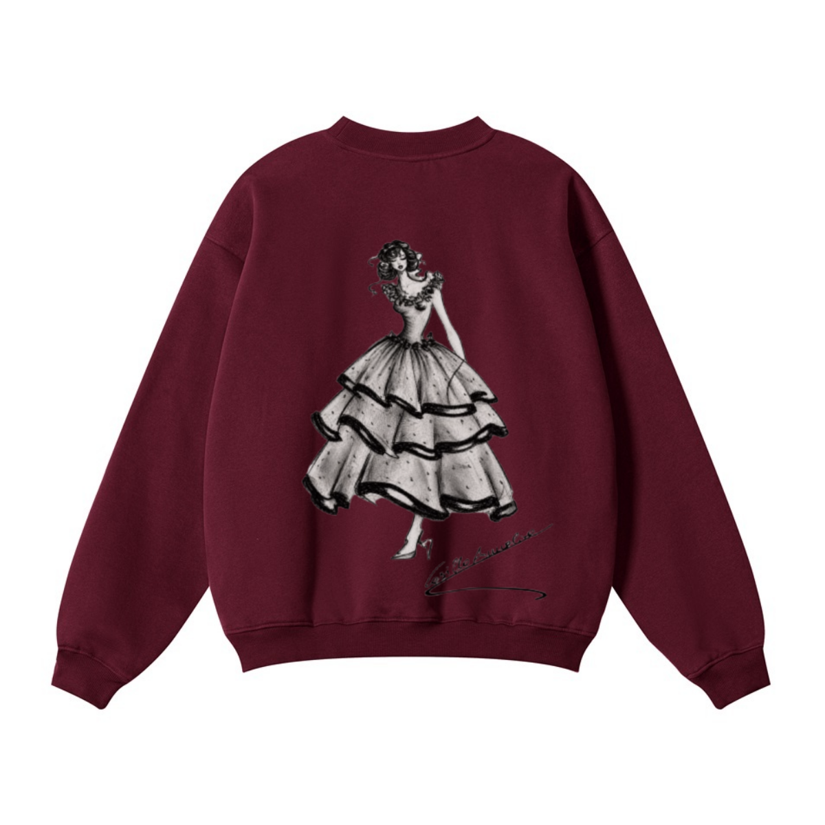 345GSM Men's Solid Color Crewneck Sweatshirt Deep Red