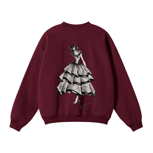 345GSM Men's Solid Color Crewneck Sweatshirt Deep Red