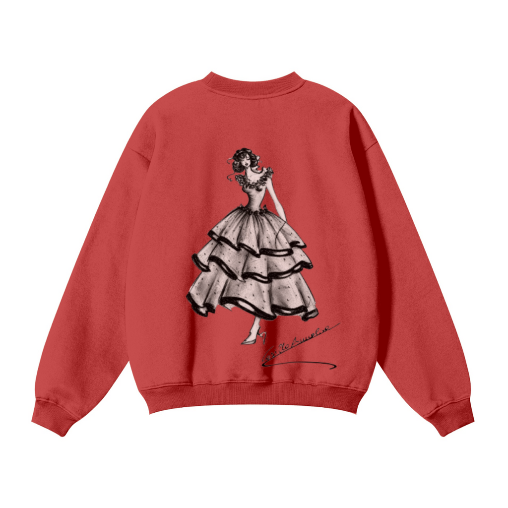 345GSM Men's Solid Color Crewneck Sweatshirt Red