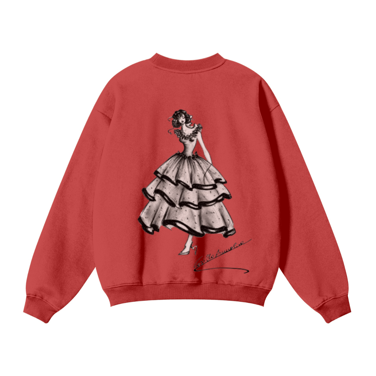345GSM Men's Solid Color Crewneck Sweatshirt Red