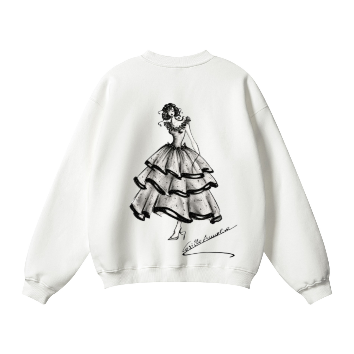 345GSM Men's Solid Color Crewneck Sweatshirt White