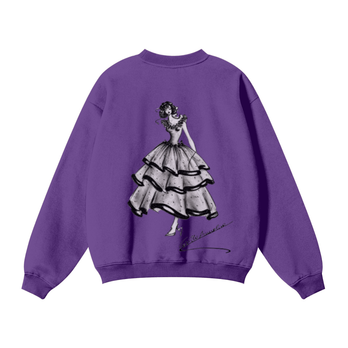 345GSM Men's Solid Color Crewneck Sweatshirt Purple