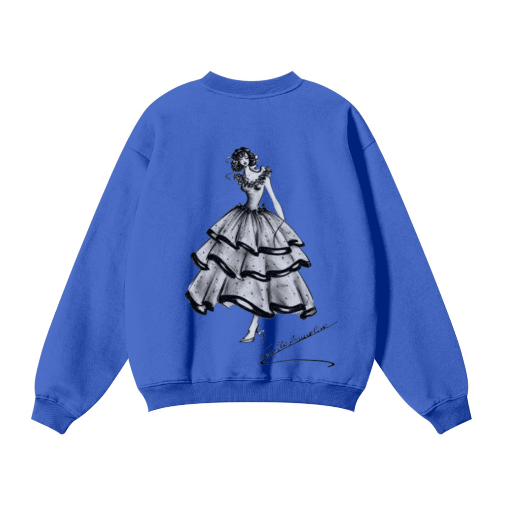 345GSM Men's Solid Color Crewneck Sweatshirt Cyan Blue