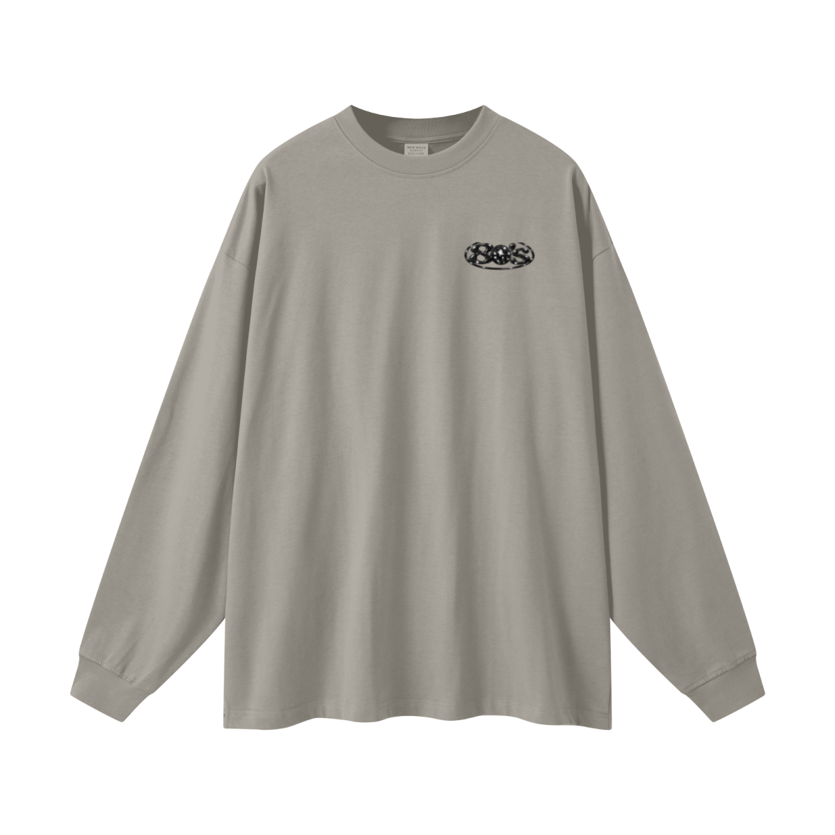 305GSM Unisex Premium Heavyweight Double-Yarn Plain Fabric Earth-Tone Basic Layering Long sleeve Grey Camel