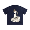 345GSM Unisex Solid-Color Heavyweight Crew Neck T-shirt Navy Blue