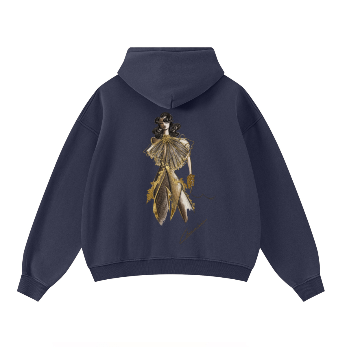 400GSM Unisex Washed Heavyweight Boxy-Fit Hoodie Vintage Royal Blue