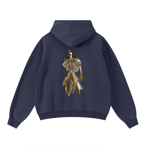 400GSM Unisex Washed Heavyweight Boxy-Fit Hoodie Vintage Royal Blue