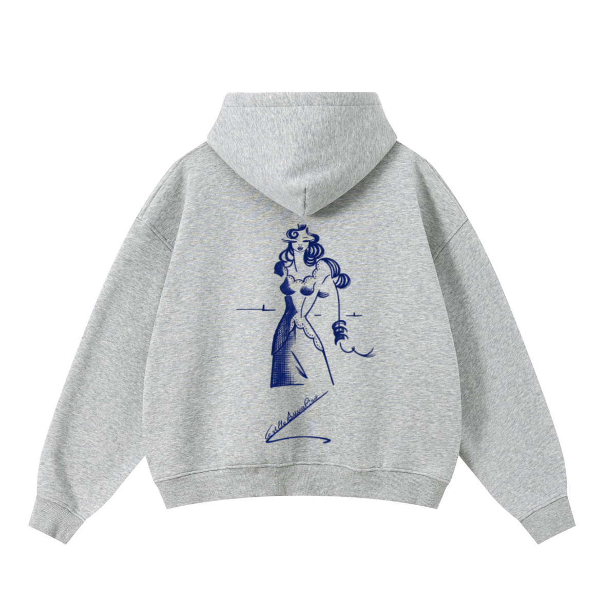 345GSM Unisex Boxy-Fit Double-Zip Hoodie Heathered Grey